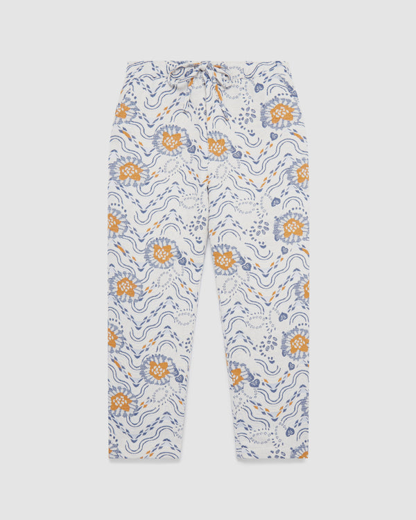 Kurt Trousers Blue/Mustard Floral Jacquard