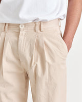 Pleat Trousers Sand Cotton Twill