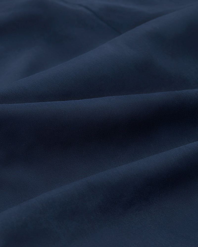 Pleat Trousers Navy Cotton Twill