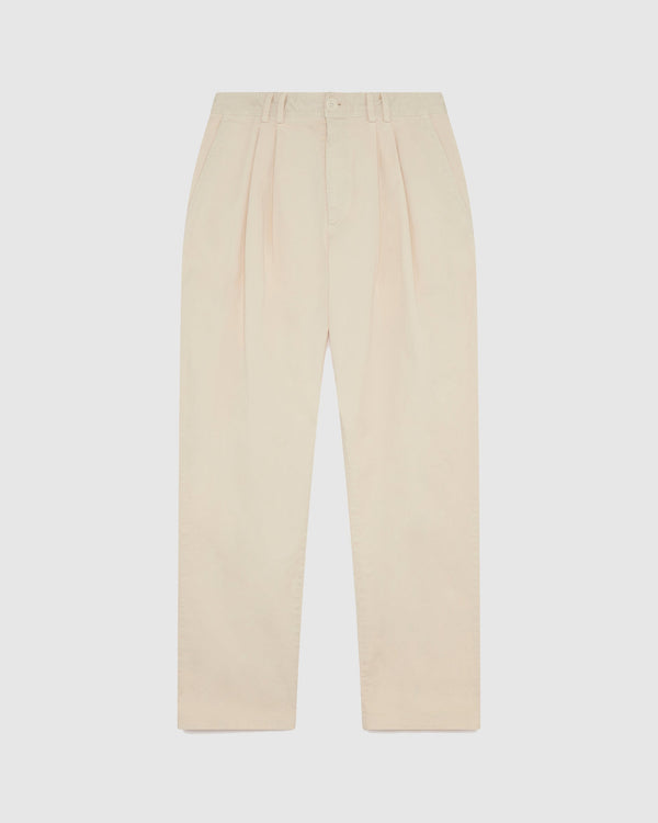 Pleat Trousers Sand Cotton Twill