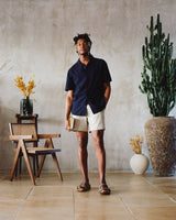 Pleat Shorts Ecru Stripe