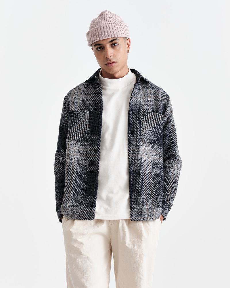 Whiting Overshirt Navy/Grey Ombre Giant Windowpane