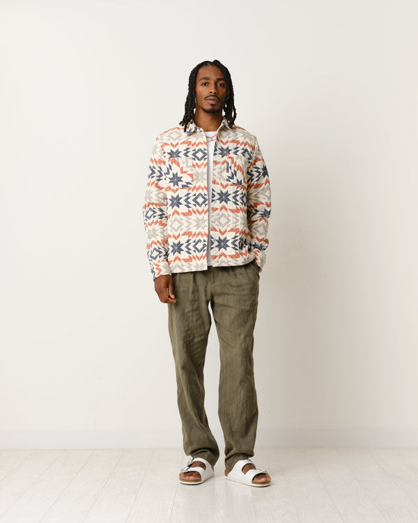 Whiting Overshirt Ecru/Rust Maze Jacquard