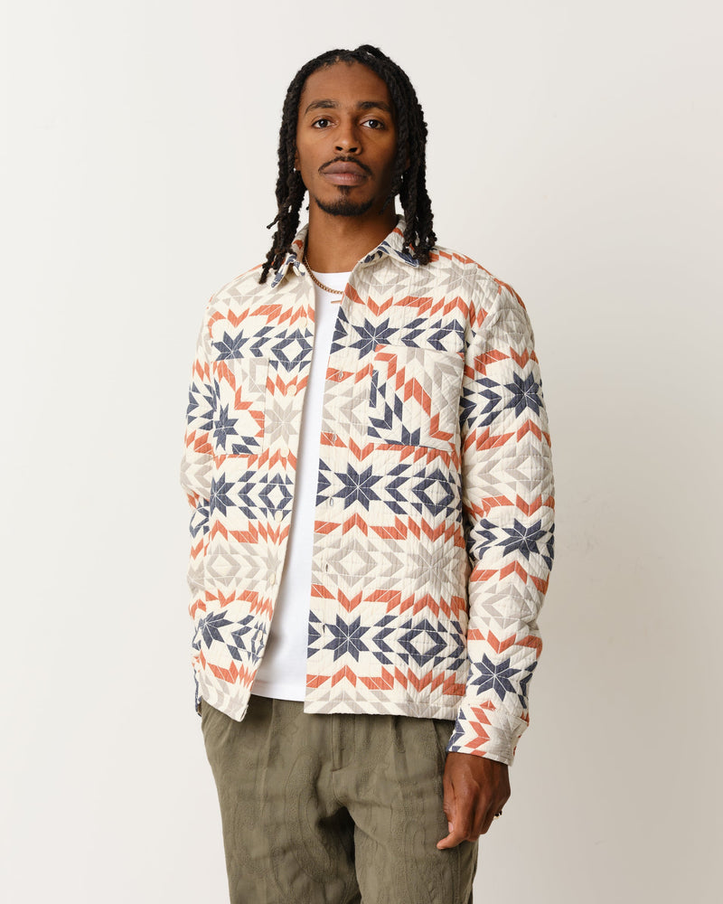 Whiting Overshirt Ecru/Rust Maze Jacquard