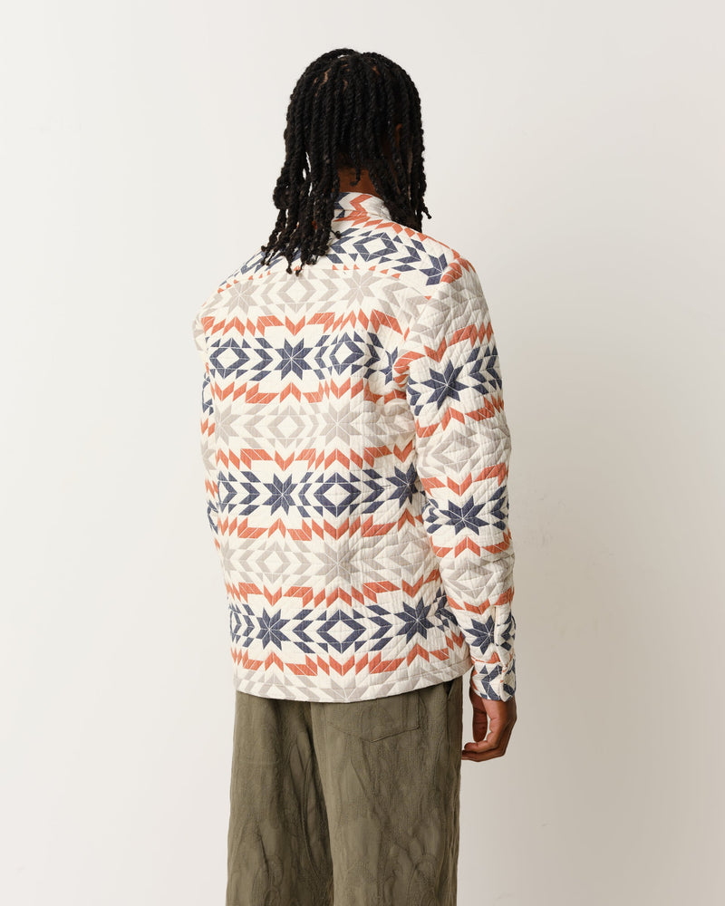 Whiting Overshirt Ecru/Rust Maze Jacquard
